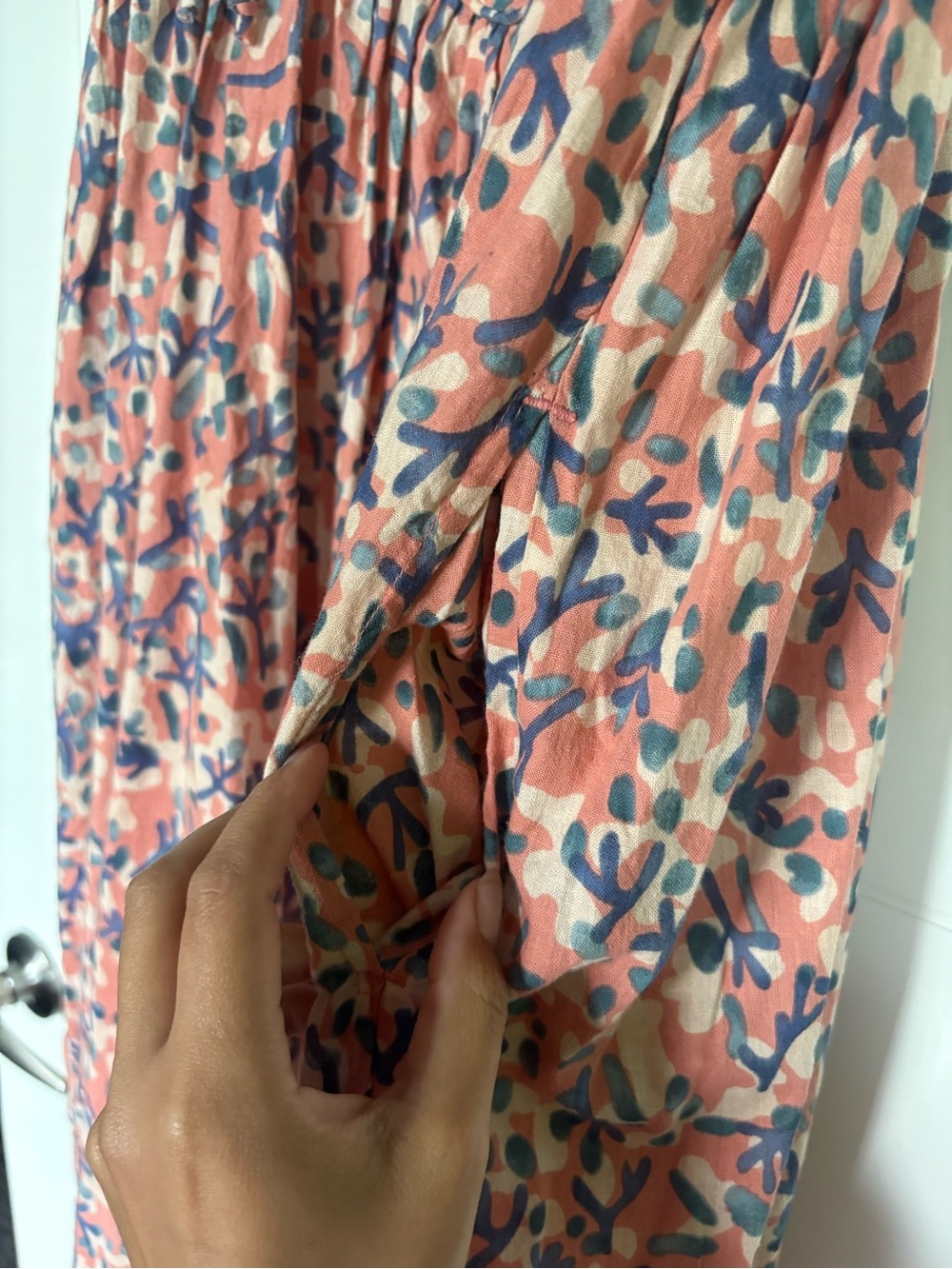MIRTH Newport midi dress in geranium size L coral cotton - Picture 5 of 16